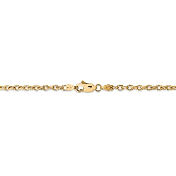 3.2mm, 14k Yellow Gold Solid Link Cable Chain Necklace, 24 Inch - Picture 4 of 8